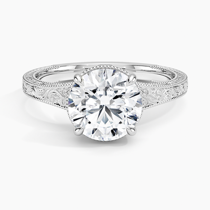 Tapered Elsie Engraved Solitaire Ring