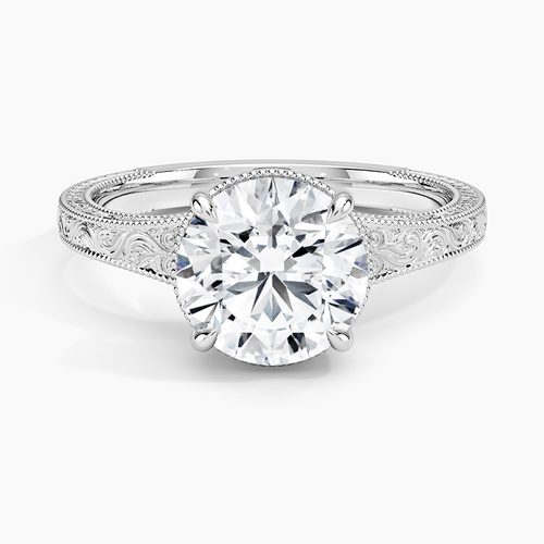 Tapered Elsie Engraved Solitaire Ring