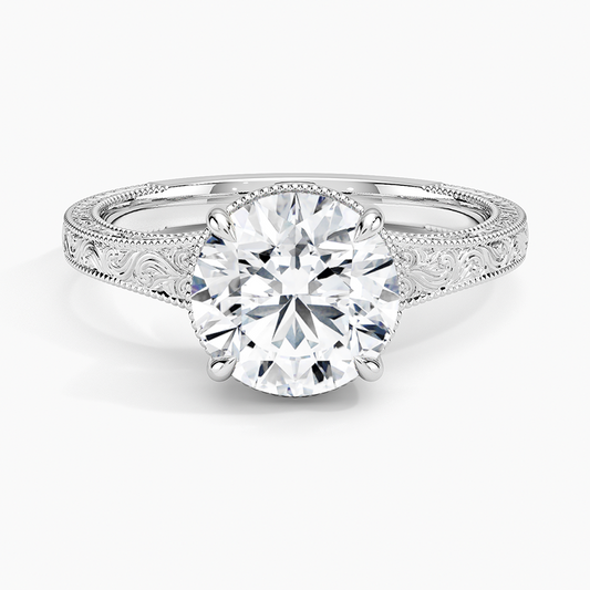 Tapered Elsie Engraved Solitaire Ring