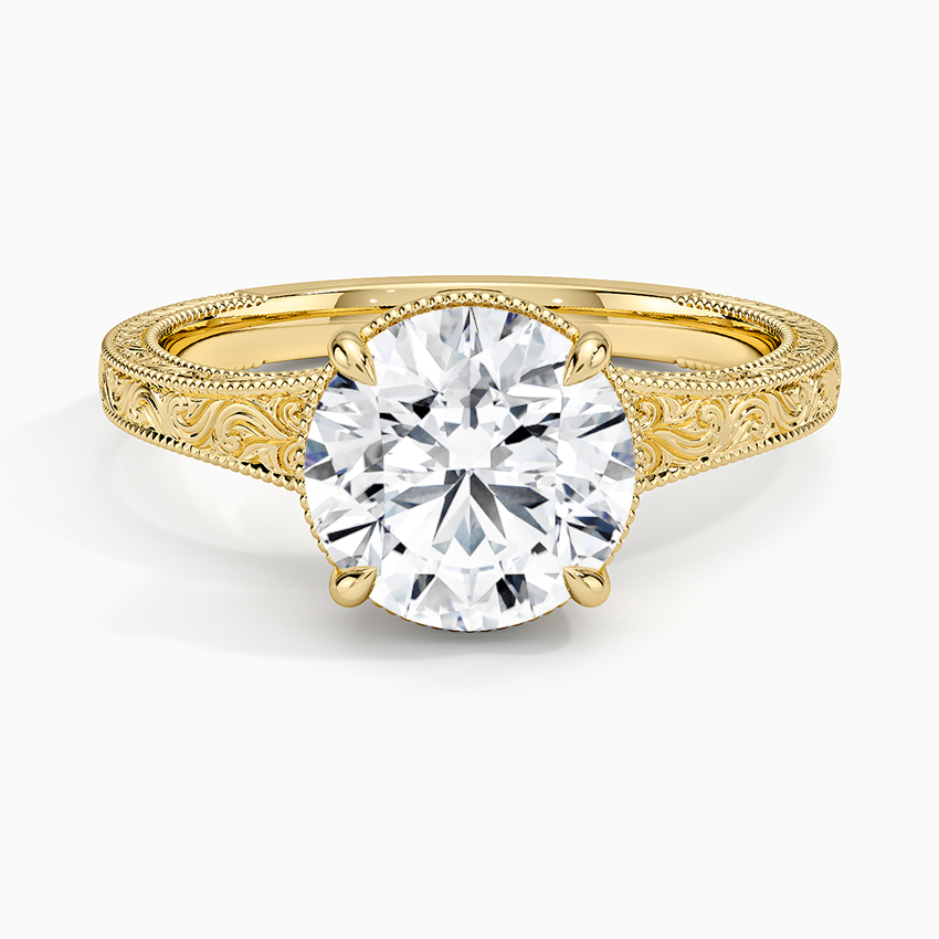 Tapered Elsie Engraved Solitaire Ring