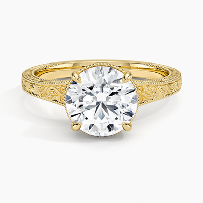 Tapered Elsie Engraved Solitaire Ring
