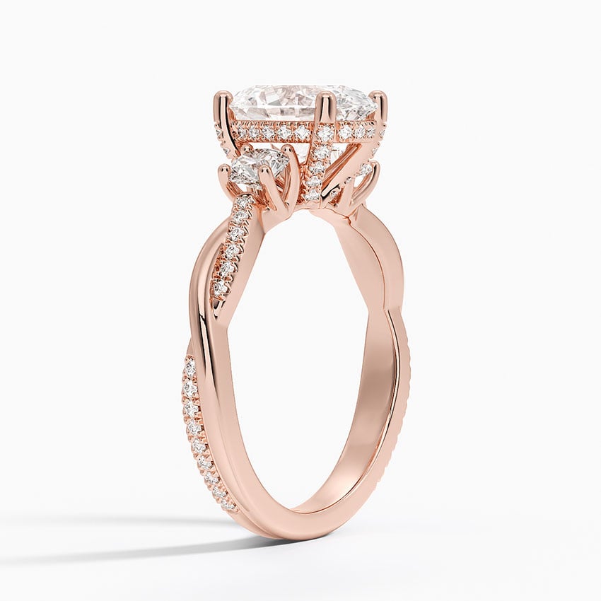 Adorned Petite Twisted Vine Three Stone Diamond Ring
