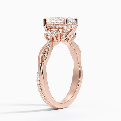 Adorned Petite Twisted Vine Three Stone Diamond Ring