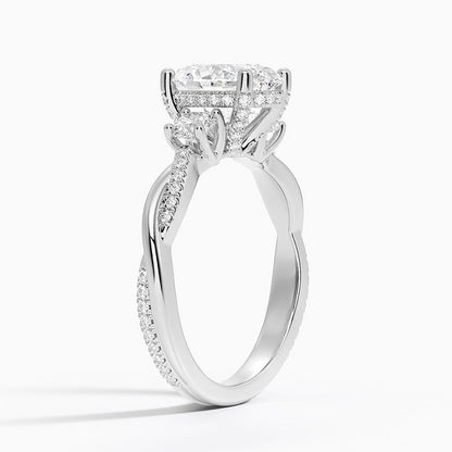 Adorned Petite Twisted Vine Three Stone Diamond Ring