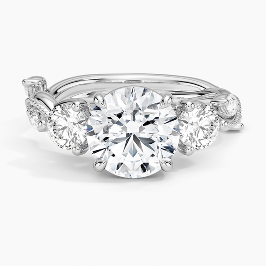 Vintage Secret Garden Three Stone Diamond Ring