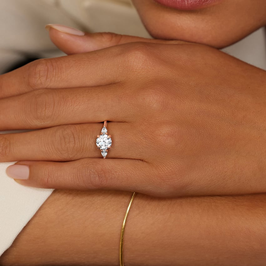 Adorned Petite Opera Three Stone Diamond Ring