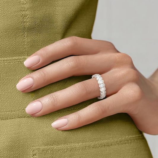 Semi-Bezel Oval Eternity Lab Diamond Ring (3 ct. tw.) in 18K Yellow Gold