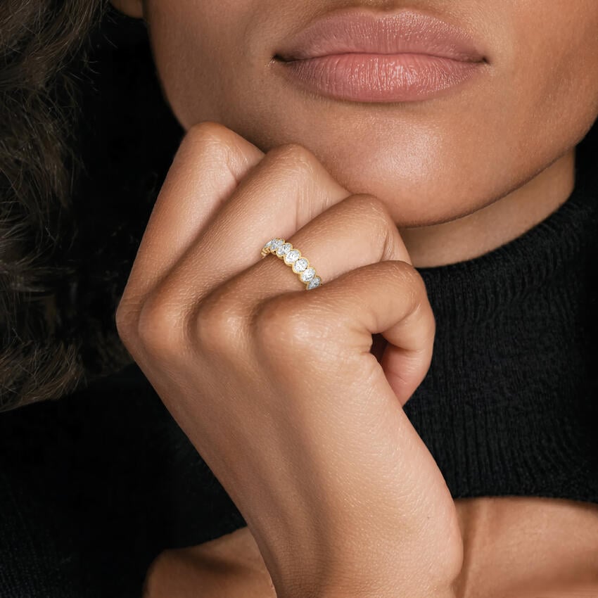 Semi-Bezel Oval Eternity Lab Diamond Ring (3 ct. tw.) in 18K Yellow Gold