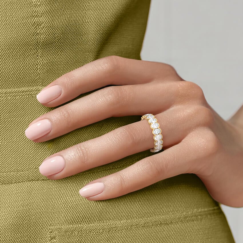 Semi-Bezel Oval Eternity Lab Diamond Ring (3 ct. tw.) in 18K Yellow Gold