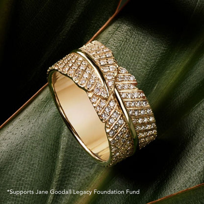 Jane Goodall Pavé Leaf Lab Diamond Ring (1 ct. tw.) in 14K Yellow Gold