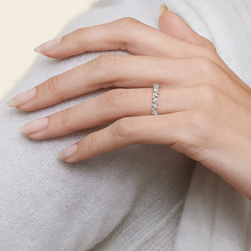 Olivetta Half Coverage Lab Diamond Ring in 18K White Gold