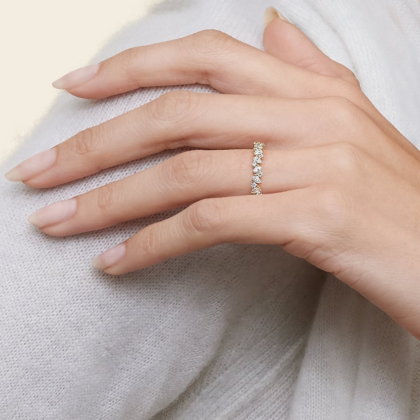 Olivetta Half Coverage Lab Diamond Ring in 18K White Gold