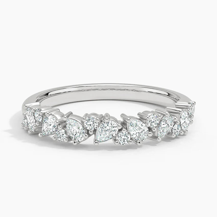 Olivetta Half Coverage Lab Diamond Ring in 18K White Gold