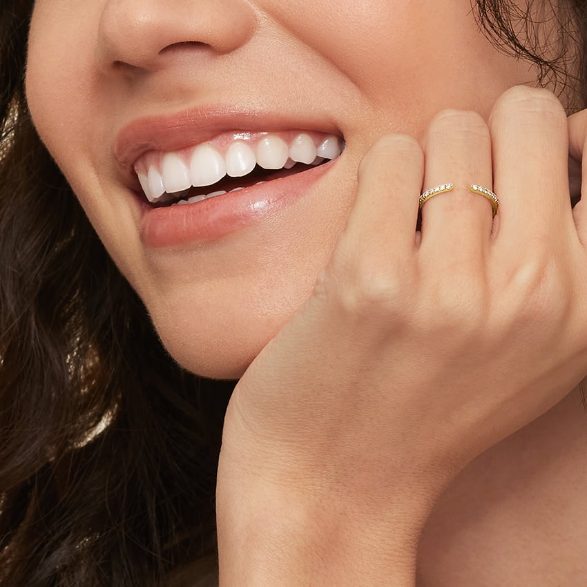 Sia Half Coverage Lab Diamond Ring (1/8 ct. tw.) in 14K Yellow Gold