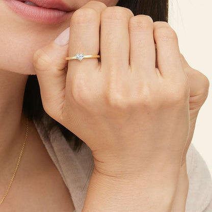 Heart Shaped Lab Diamond Ring in 14K Yellow Gold