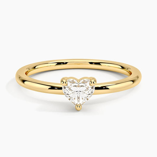 Heart Shaped Lab Diamond Ring in 14K Yellow Gold