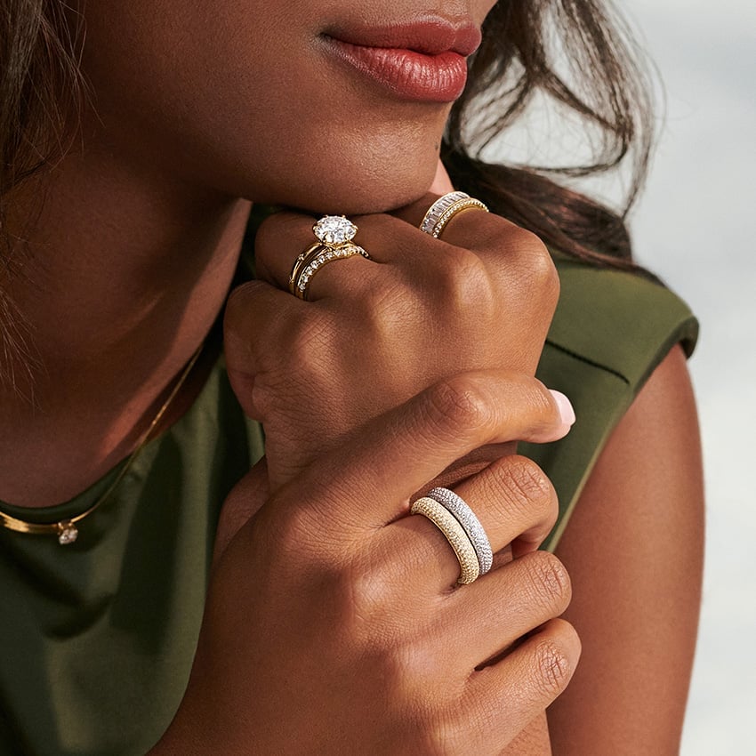 Lab Diamond Tube Ring in 14K Yellow Gold