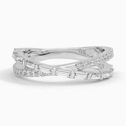 Baguette and Round Lab Diamond Crossover Ring (1/2 ct. tw.) in 14K White Gold