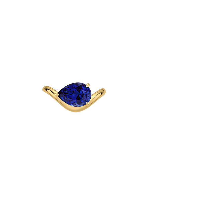 Silhouette Blue Lab Sapphire Cocktail Ring in 14K Yellow Gold