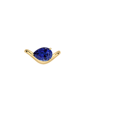 Silhouette Blue Lab Sapphire Cocktail Ring in 14K Yellow Gold