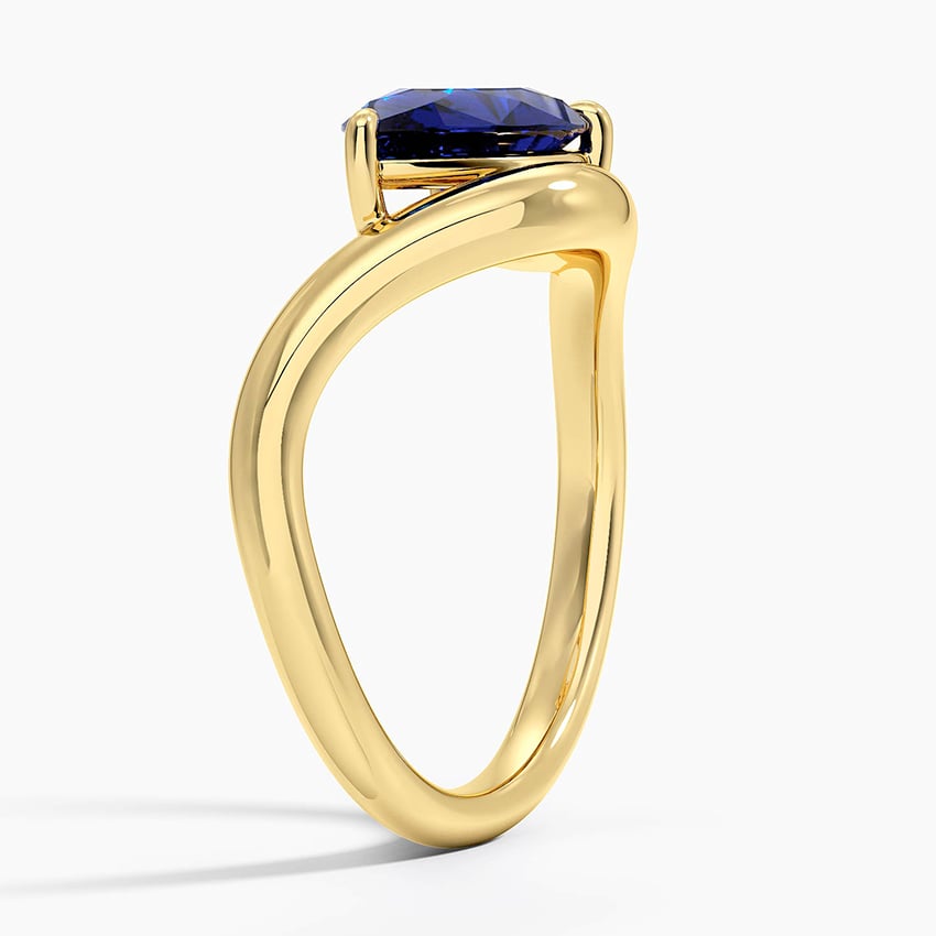 Silhouette Blue Lab Sapphire Cocktail Ring in 14K Yellow Gold