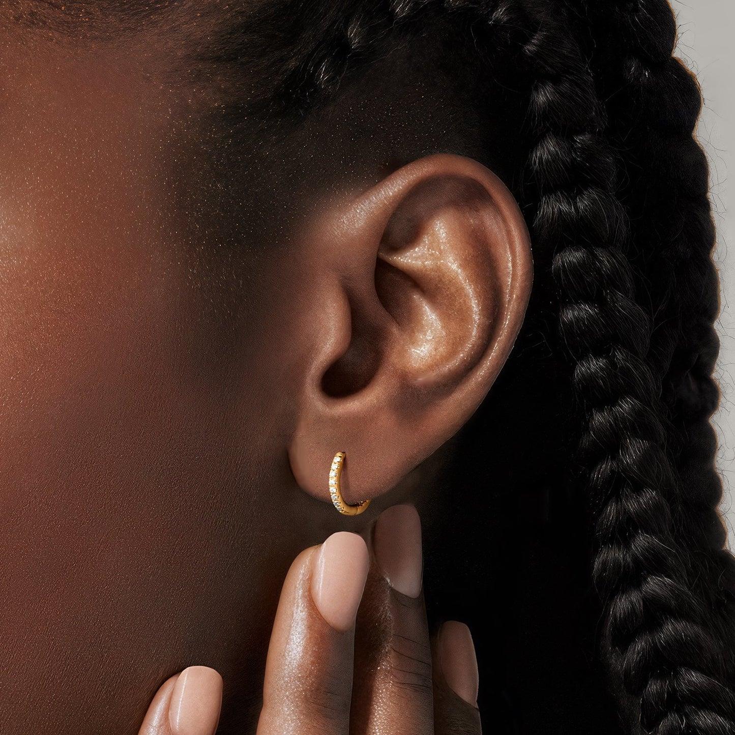 Extra Small Perfect Hoop Lab Diamond Earrings in 14K White Gold