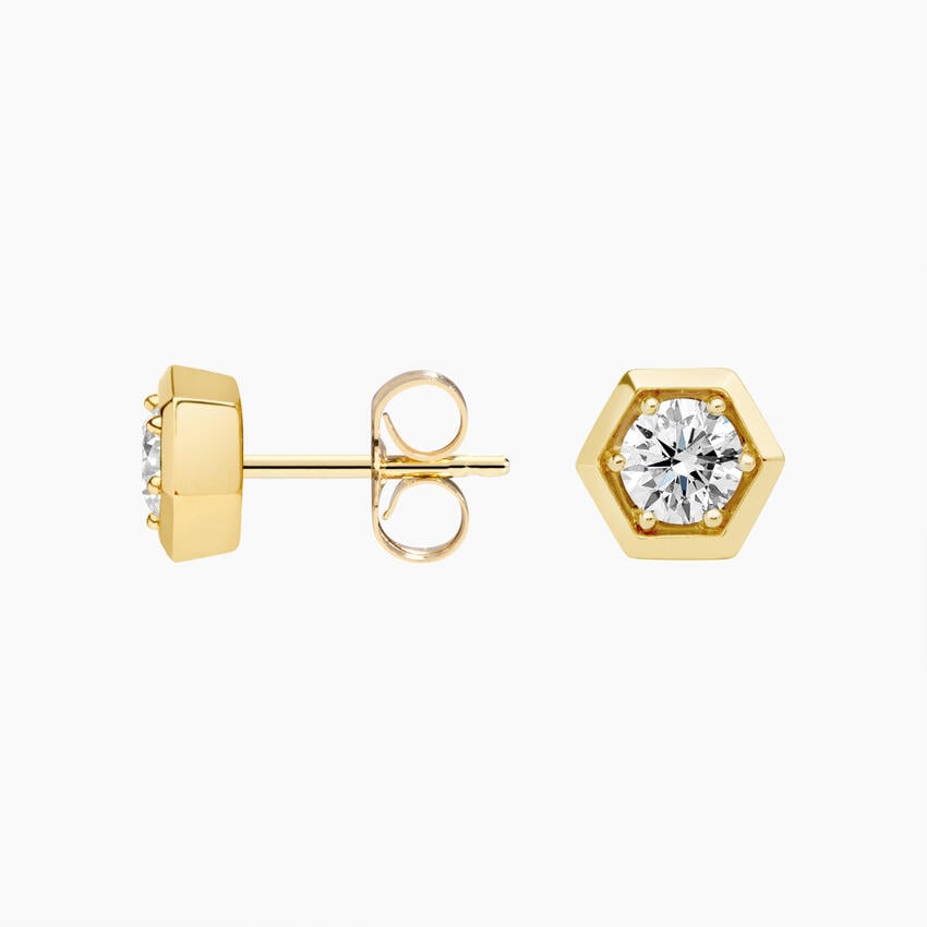 Hexagon Bezel Lab Diamond Stud Earrings (1/2 ct. tw.)