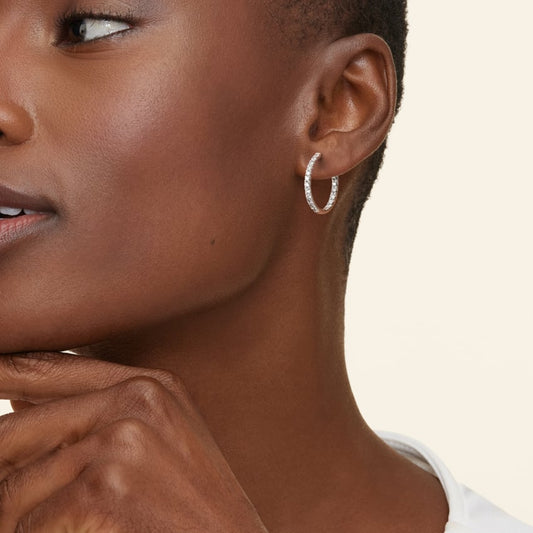 Extra Small Perfect Hoop Lab Diamond Earrings in 14K White Gold