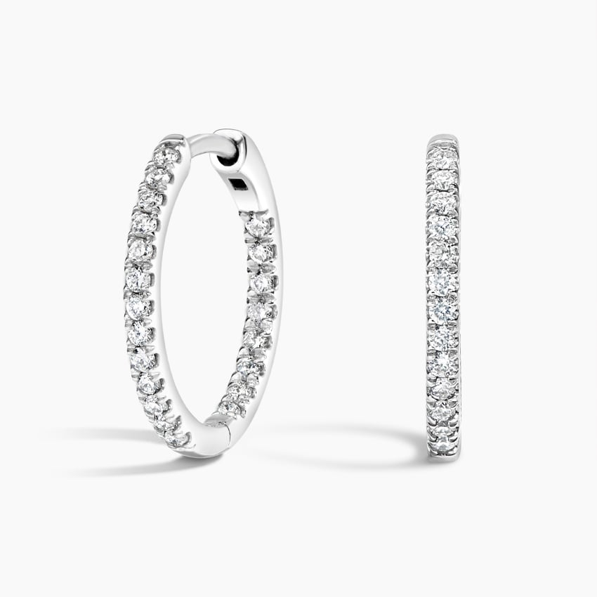 Extra Small Perfect Hoop Lab Diamond Earrings in 14K White Gold