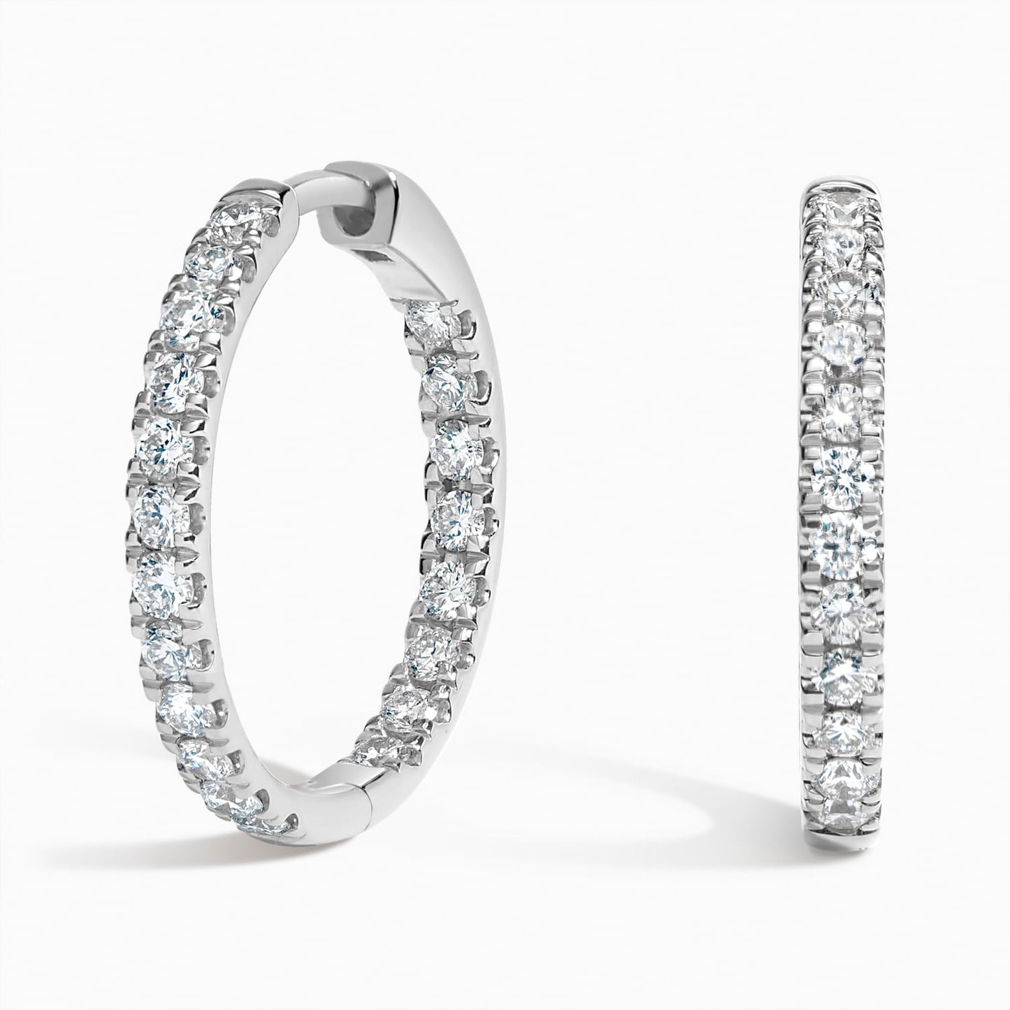 Small Perfect Luxe Hoop Lab Diamond Earrings in 14K White Gold