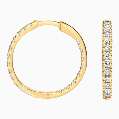 Small Perfect Luxe Hoop Lab Diamond Earrings in 14K White Gold