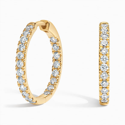 Small Perfect Luxe Hoop Lab Diamond Earrings in 14K White Gold