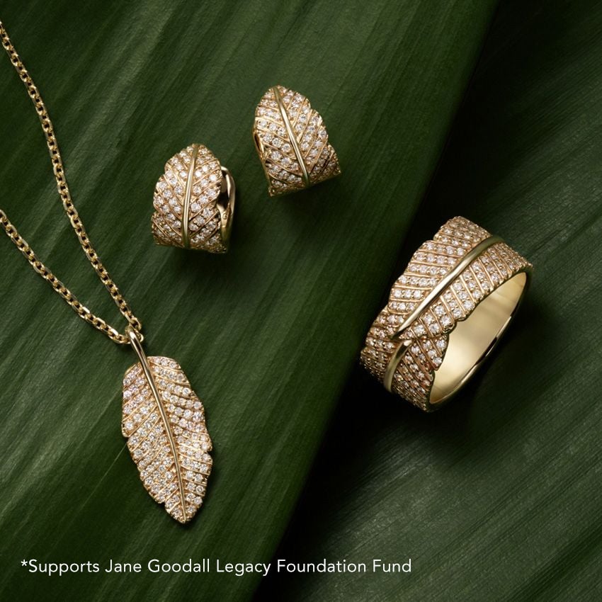 Jane Goodall Pavé Leaf Lab Diamond Huggie Earrings (2/5 ct. tw.)