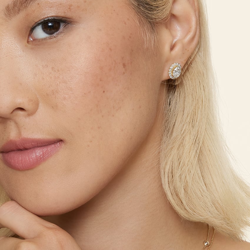 Oval Lab Grown Diamond Halo Stud Earrings (2 ct. tw.)