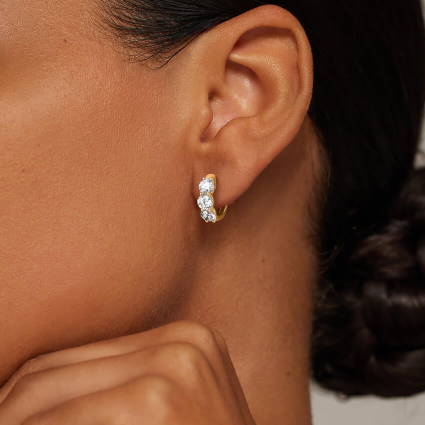 Zelda Emerald-Cut Lab Diamond Huggie Hoop Earrings (2 ct. tw.)