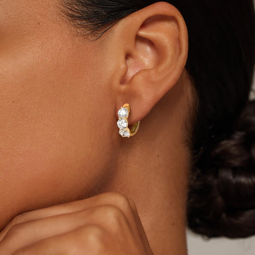 Zelda Lab Diamond Huggie Hoop Earrings (3 ct. tw.) in 14K Yellow Gold