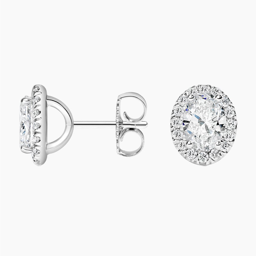 Oval Lab Grown Diamond Halo Stud Earrings (2 ct. tw.)