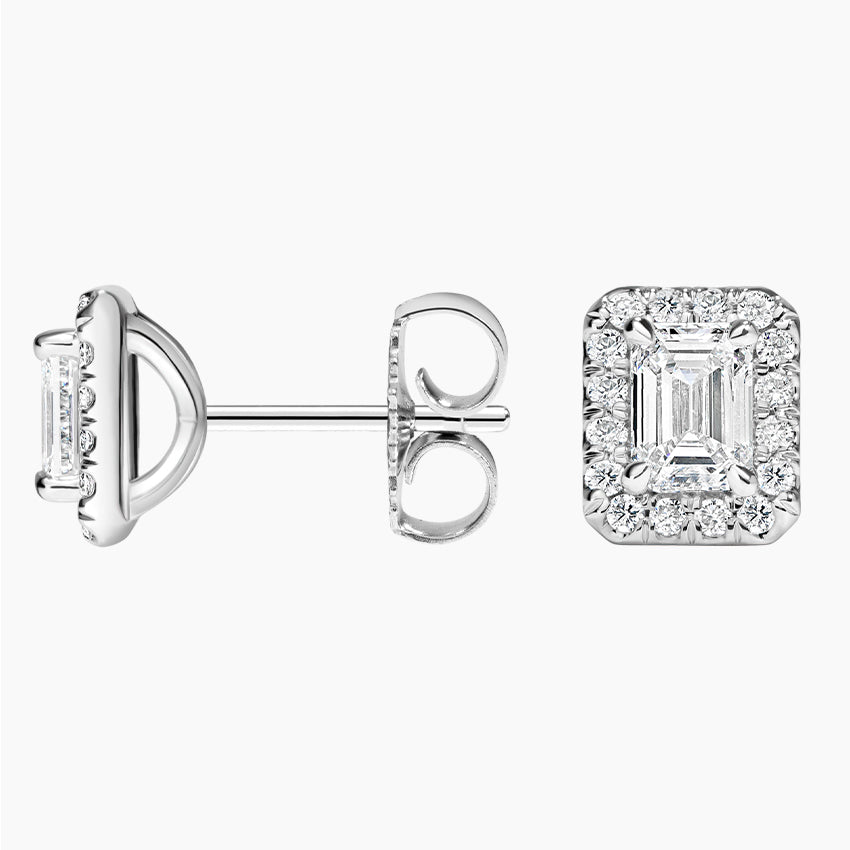 Emerald Cut Lab Grown Diamond Halo Stud Earrings (1 2/3 ct. tw.)