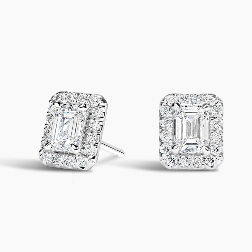Emerald Cut Lab Grown Diamond Halo Stud Earrings (1 2/3 ct. tw.)