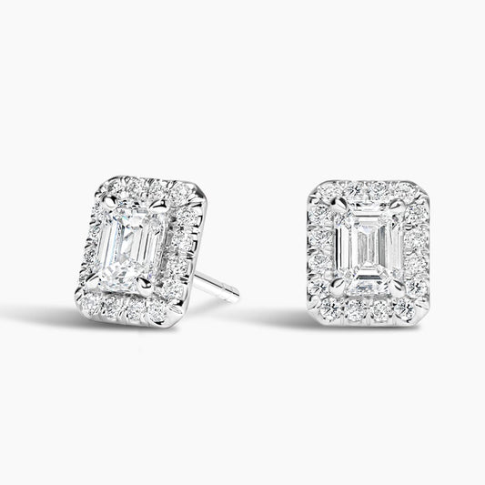 Emerald Cut Lab Grown Diamond Halo Stud Earrings (1 2/3 ct. tw.)