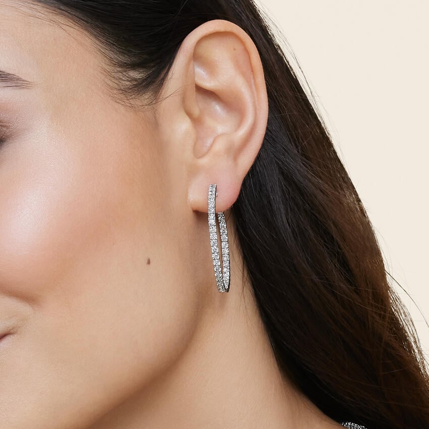 Large Perfect Luxe Hoop Lab Diamond Earrings