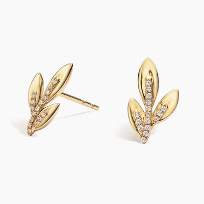 Jane Goodall Olive Branch Lab Diamond Stud Earrings (1/10 ct. tw.) in 14K Yellow Gold