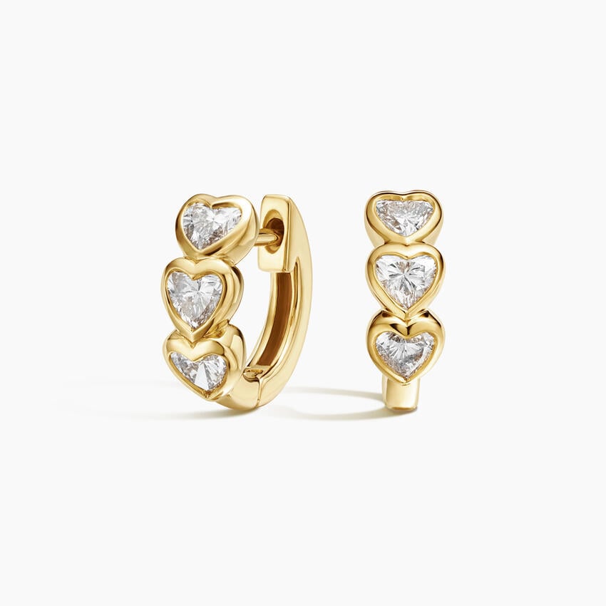 Bezel Heart Shaped Lab Diamond Huggie Hoop Earrings (5/8 ct. tw.)