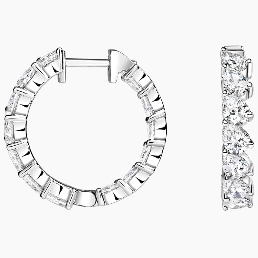 Angled Pear Lab Diamond Hoop Earrings (3 ct. tw.)
