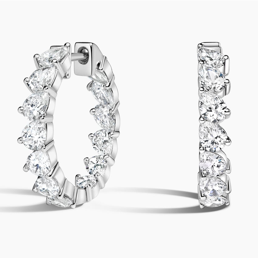 Angled Pear Lab Diamond Hoop Earrings (3 ct. tw.)