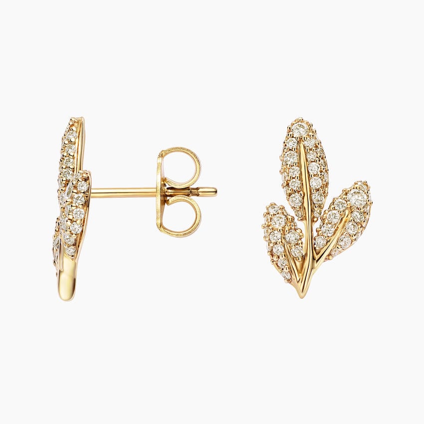 Jane Goodall Olive Branch Lab Diamond Stud Earrings (1/10 ct. tw.) in 14K Yellow Gold