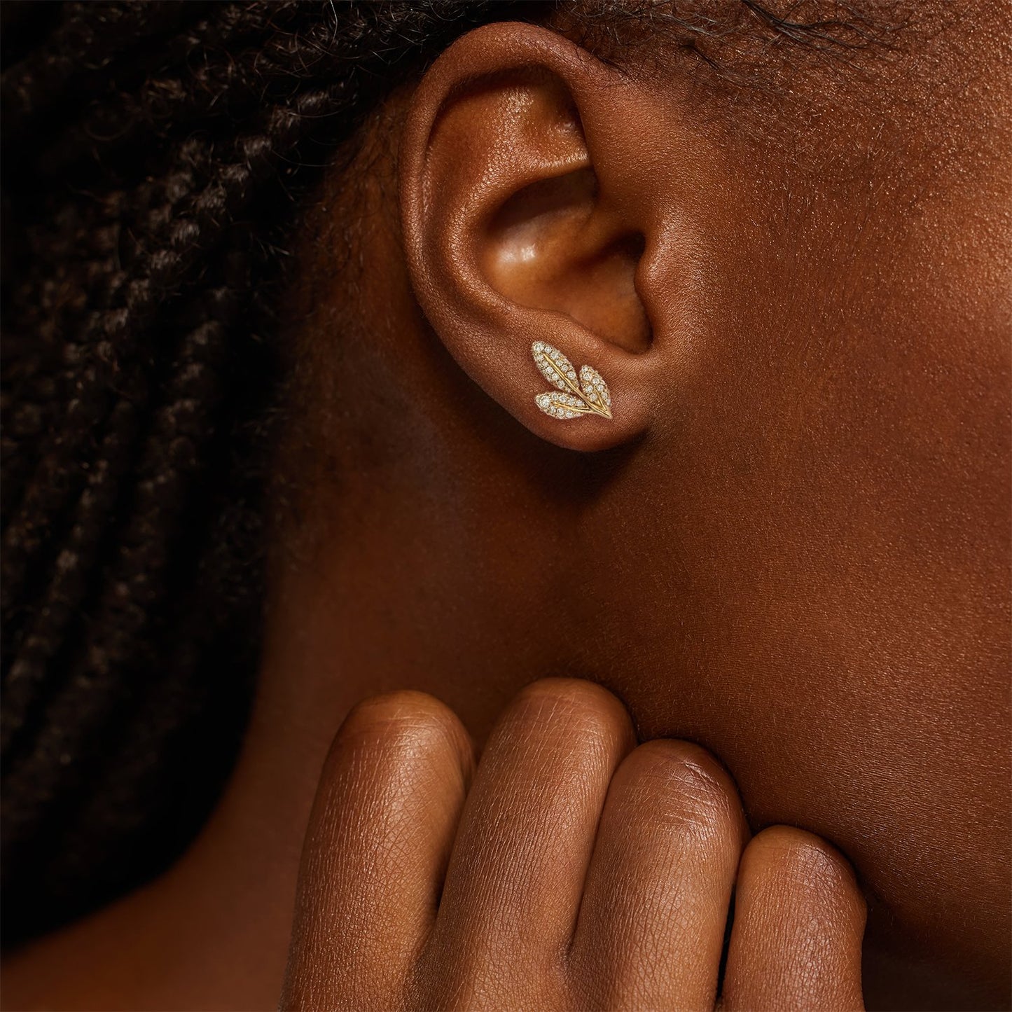 Jane Goodall Olive Branch Lab Diamond Stud Earrings (1/10 ct. tw.) in 14K Yellow Gold