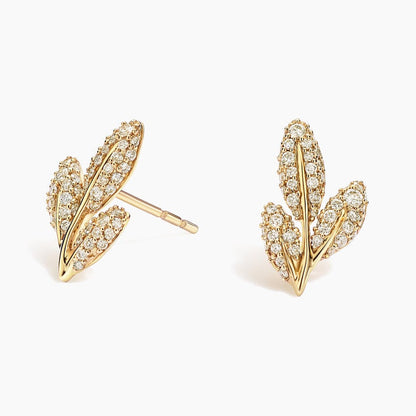 Jane Goodall Olive Branch Lab Diamond Stud Earrings (1/10 ct. tw.) in 14K Yellow Gold