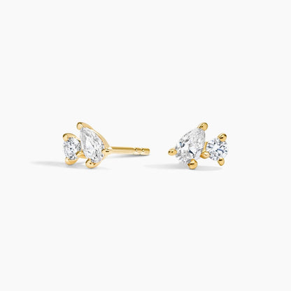 Pear Lab Emerald and Round Lab Diamond Toi et Moi Earrings (1/10 ct. tw.)