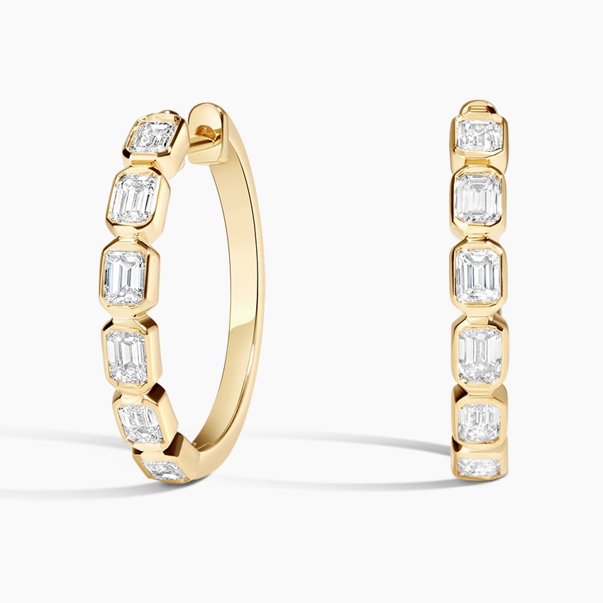 Emerald Lab Diamond Bezel Hoop Earrings (1 1/5 ct. tw.)